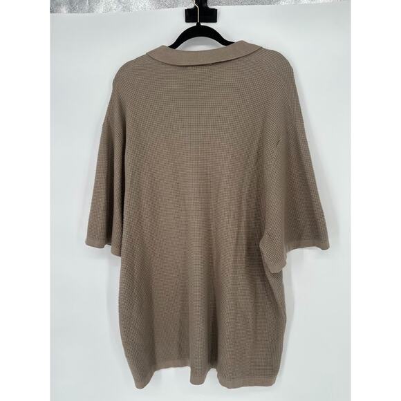 Madewell Mens Johnny Collar Waffle Knit Polo Sweater Size XXL 100% Cotton Stone - Picture 5 of 8